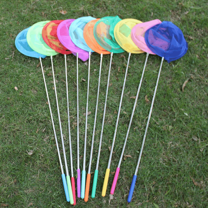 

Children's Fishing Net Rainbow Beach Retractable Kids Butterfly Insect Catching Small Fish Catching Adjustable Net