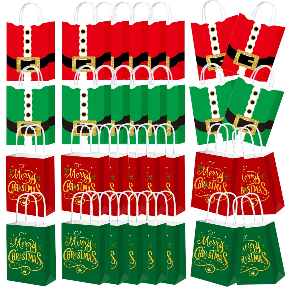 4/20/40 قطعة عيد الميلاد كرافت حقائب للهدايا مع مقابض سانتا كلوز عيد ميلاد سعيد أكياس ورقية لقضاء عطلة حفلة المفضلة شنطة هدايا #1