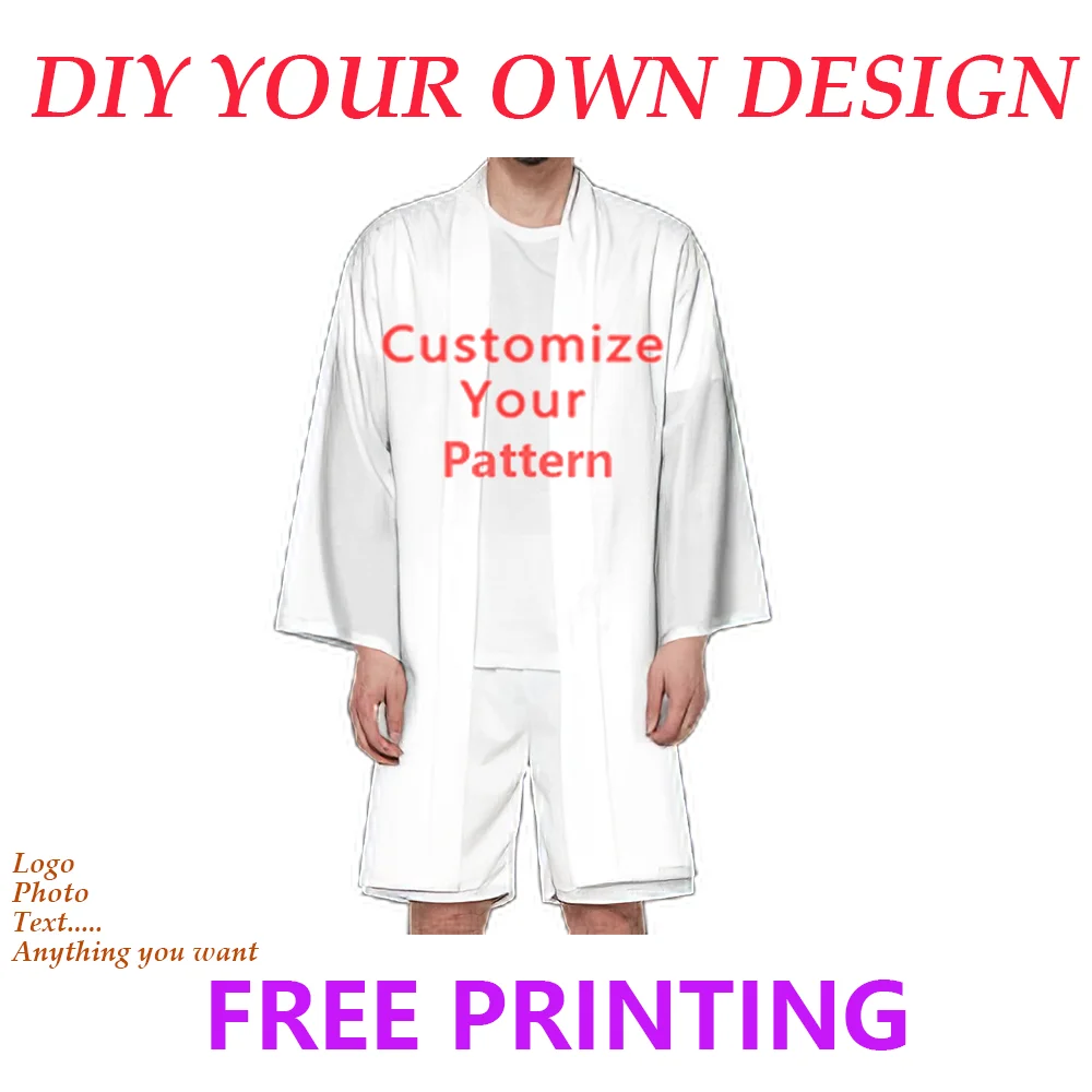 Customized Long-Sleeved Kimonos Men's Long Version Kimono Cardigan Japanese Summer Anime Cosplay Cloak Free DIY Samura Haori