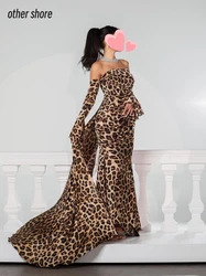 Other Shore Elegant Vintage Sexy Leopard Print Mermaid Boat Neck Customize Formal Occasion Prom Dress Evening Party Gowns