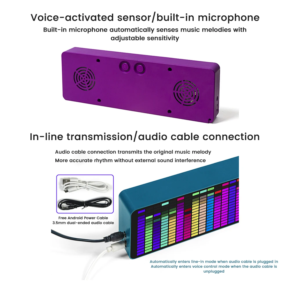 RGB Rhythm LED Stereo Music Spectrum Pickup Dazzle Color RGB Music Spectrum Display Sound Control Spectrum Level Indicator