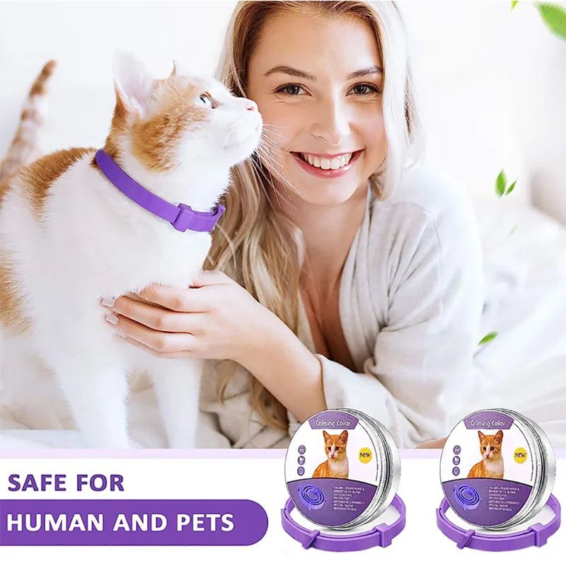 

Pet calming collar with pheromone to relieve anxiety, adjustable and comfortable size for small and medium-sized cats, soothing