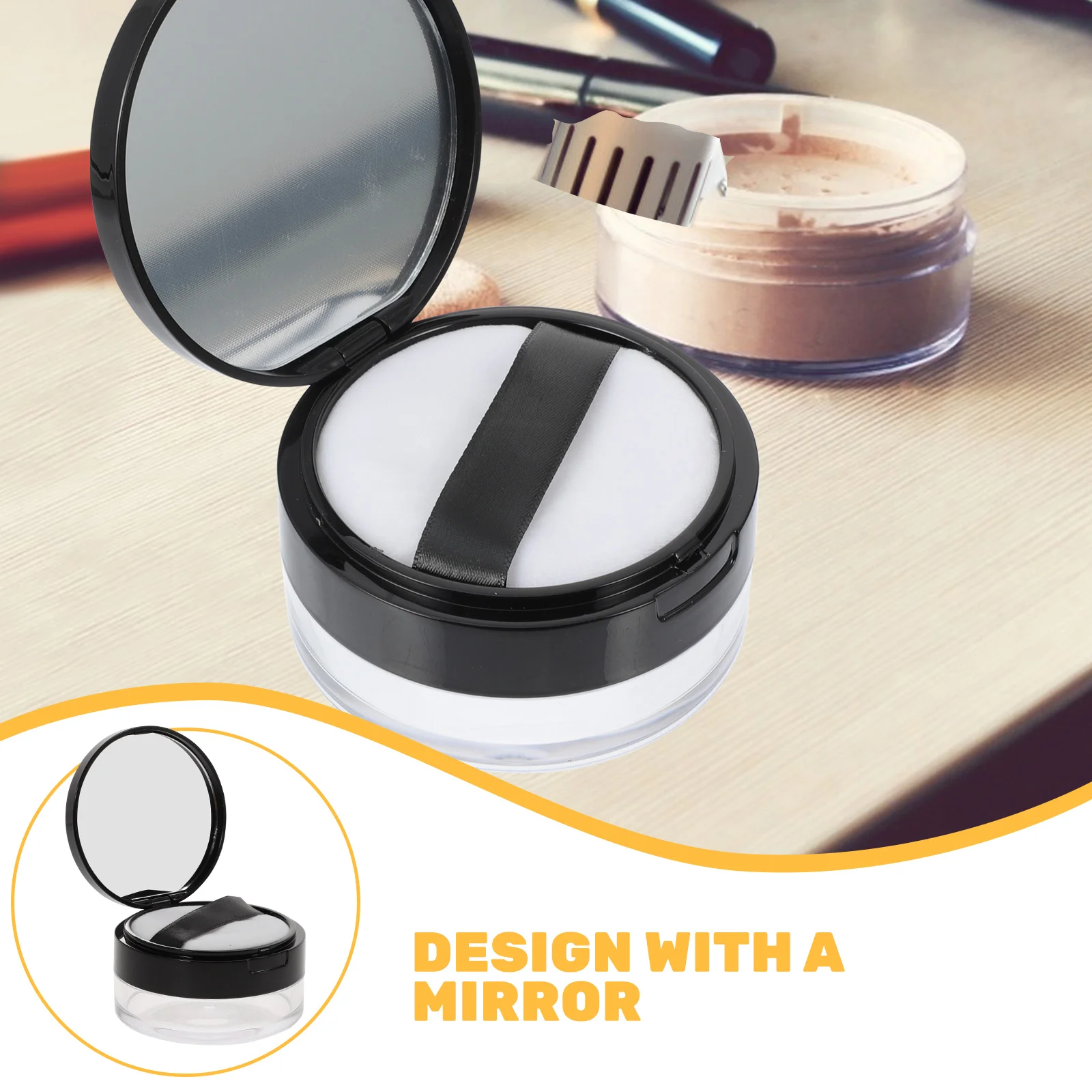 

Container Mirror Makeup Container Double Layer Mesh Design For Case Loose Powder Puff Case Powder Daily Use