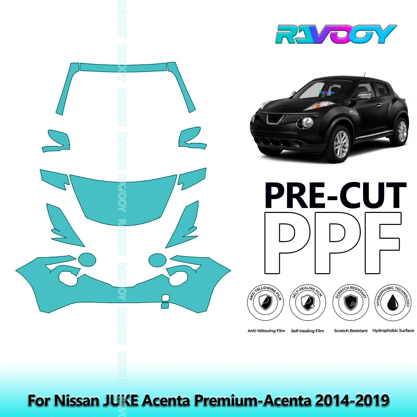 

Car Front Kit Clear Bra Precut PPF Paint Protection Film For Nissan JUKE Acenta Premium-Acenta 2014-2019