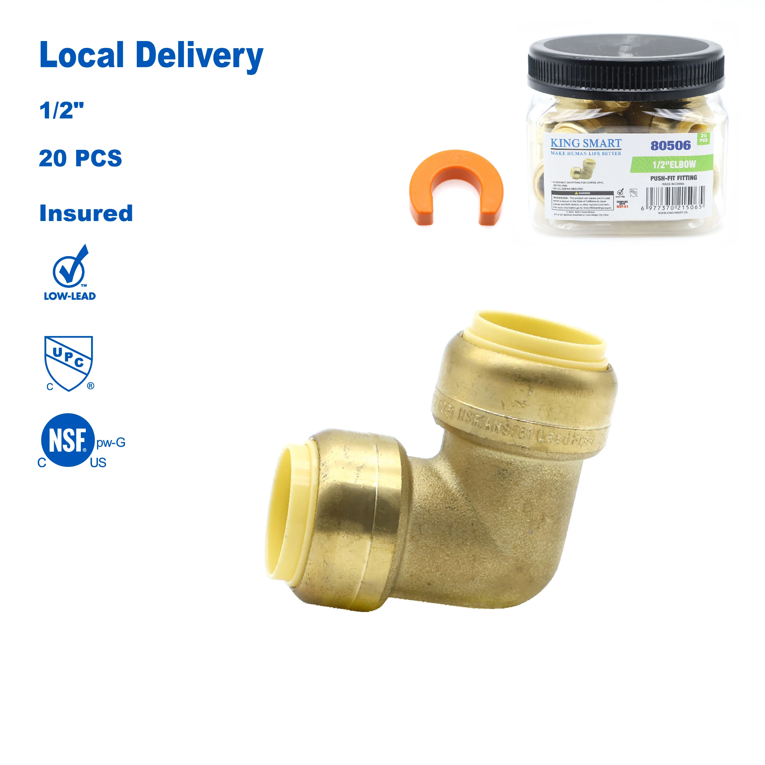 

Фитинг-угольник KING SMART 1/2" с быстроразъемным соединением; 20 шт./упаковка; 80506