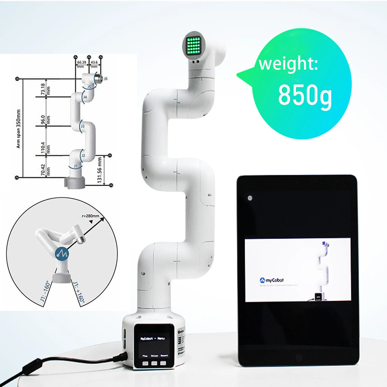 Elephant Robotics myCobot 280 M5 6-DOF brazo robótico inteligente ligero multifuncional brazo Robot de escritorio colaborativo nuevo