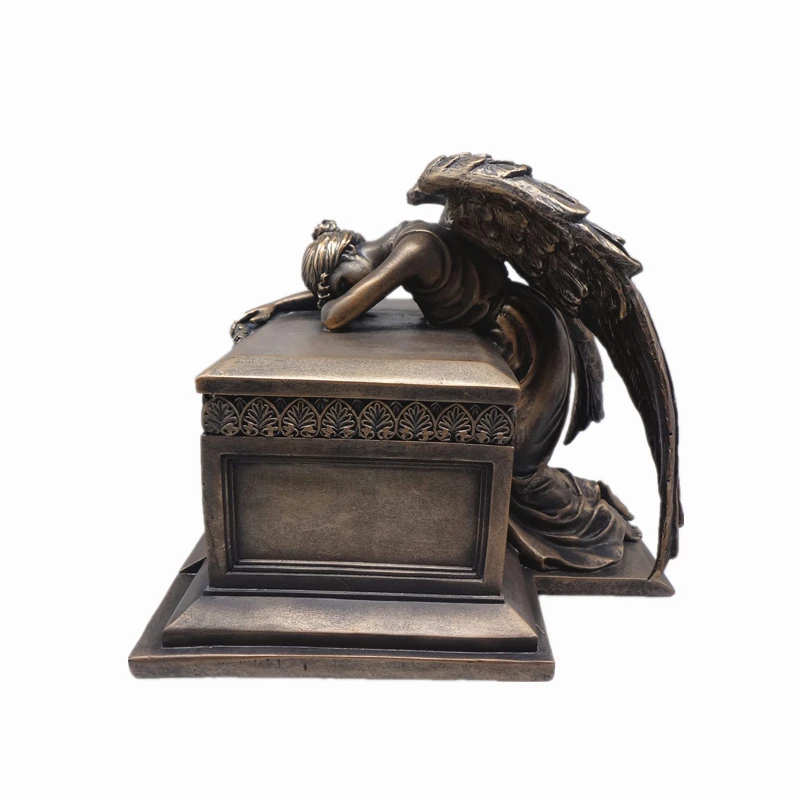 Bronze Finished Mourning Angel Grief Keepsake Resin Weeping Angel Cremation Urn