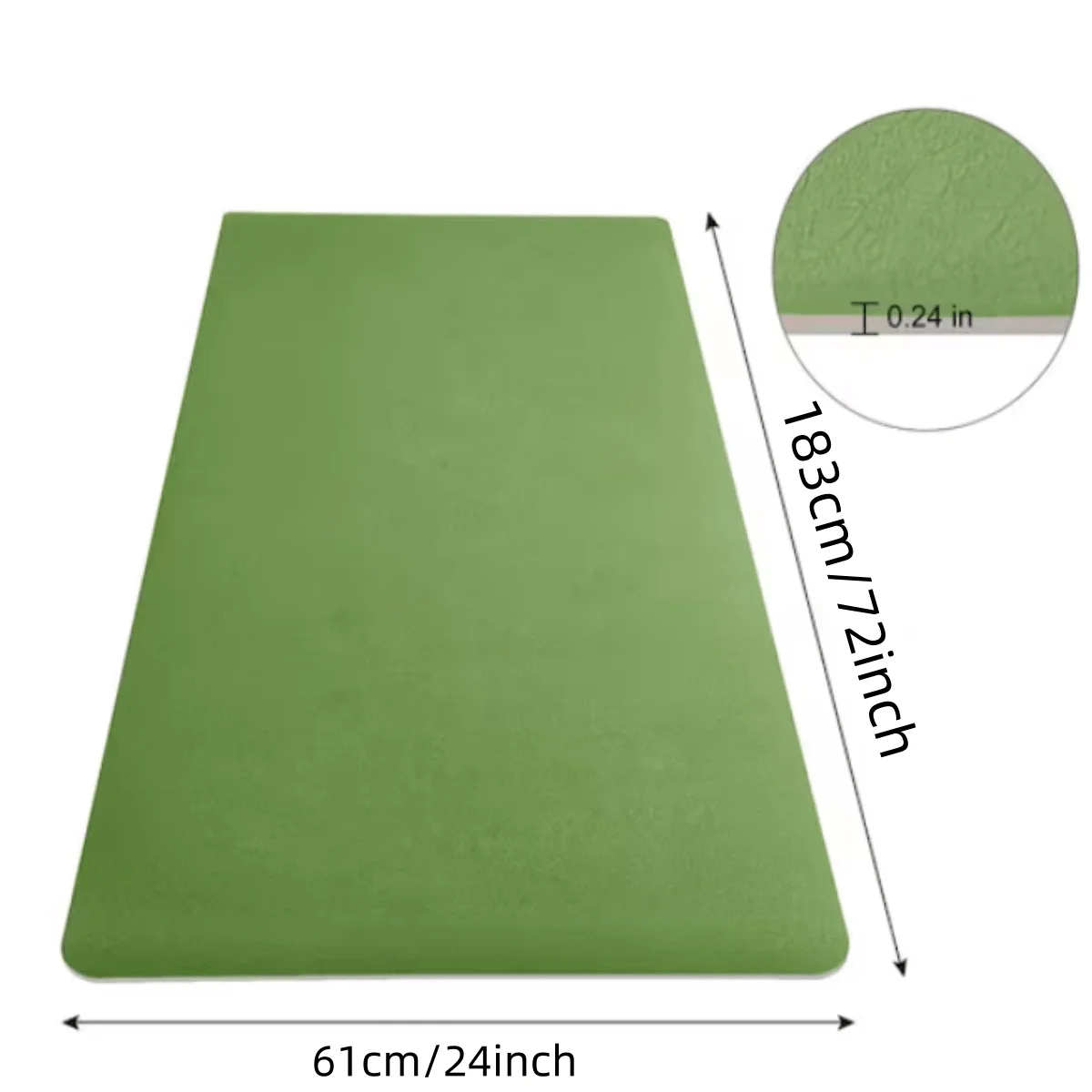 12 square feet Grass Green High Density TPE Yoga Mat 72 inch L x 24 inch W x 0.24 inch Pilates Exercise Mat Non Slip