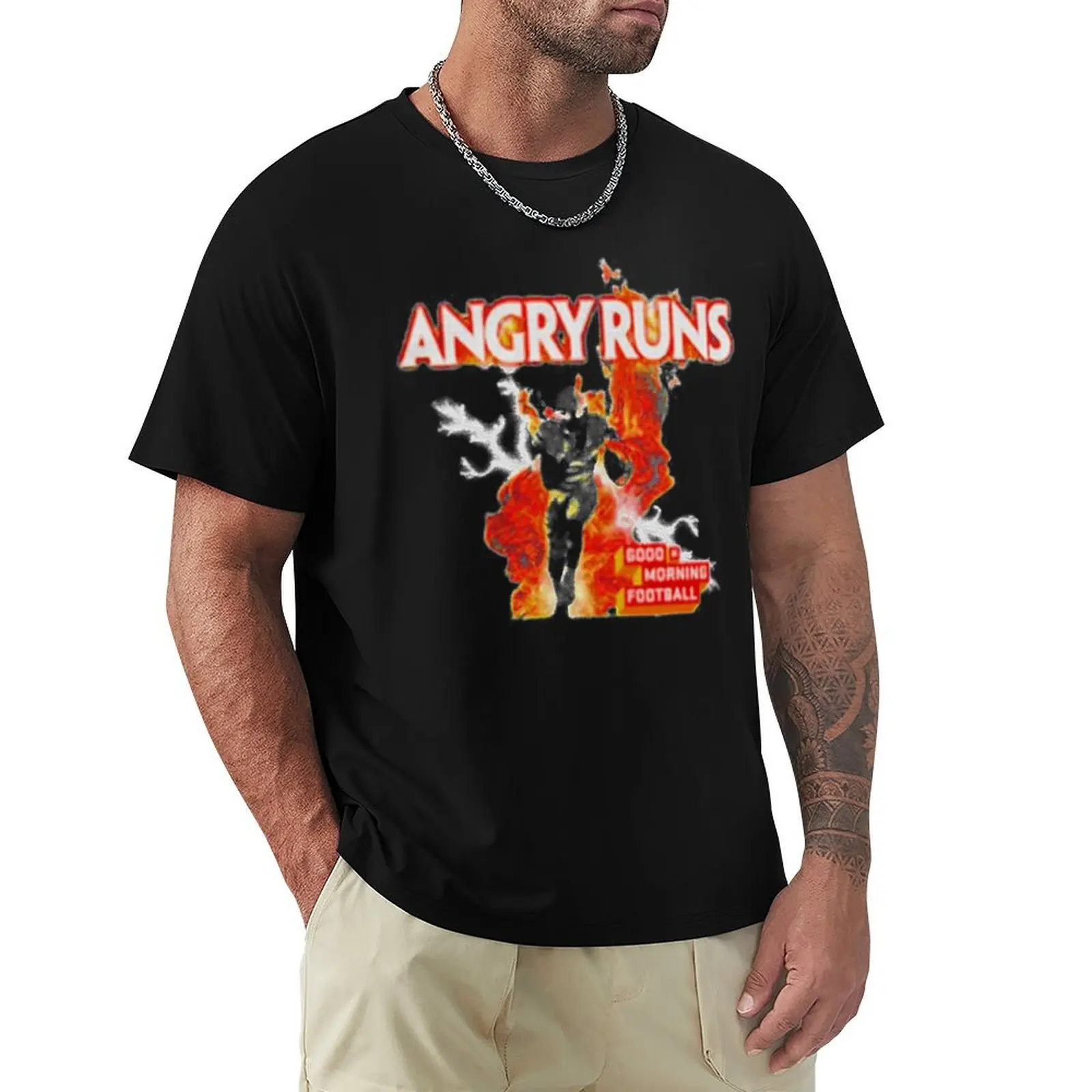 

Angry Runs Good Morning Football T-Shirt T-shirts oversize anime tshirt Funny t-shirt Short sleeve tee men