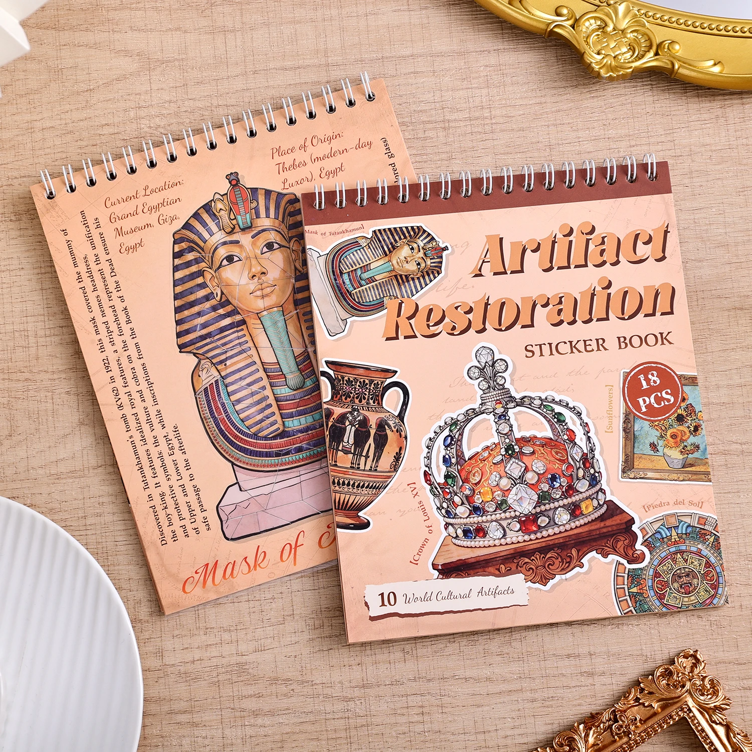 10 World Cultural Antiquities Puzzle Sticker Book, Vintage Egypt Crown Mask Pattern for Adults Teens Antique Lover view 5