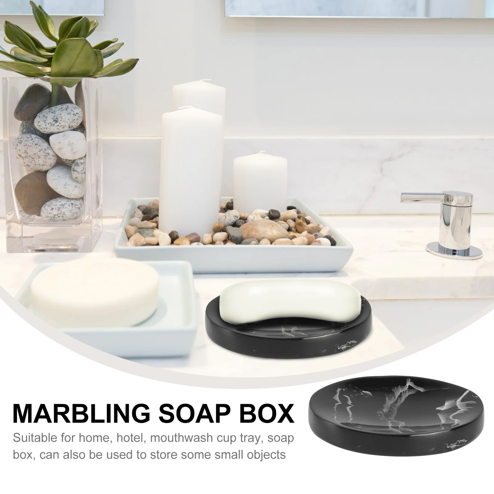 

Decorative Soap Tray Bathroom Dishes Container for Holder with Drain Case Marble