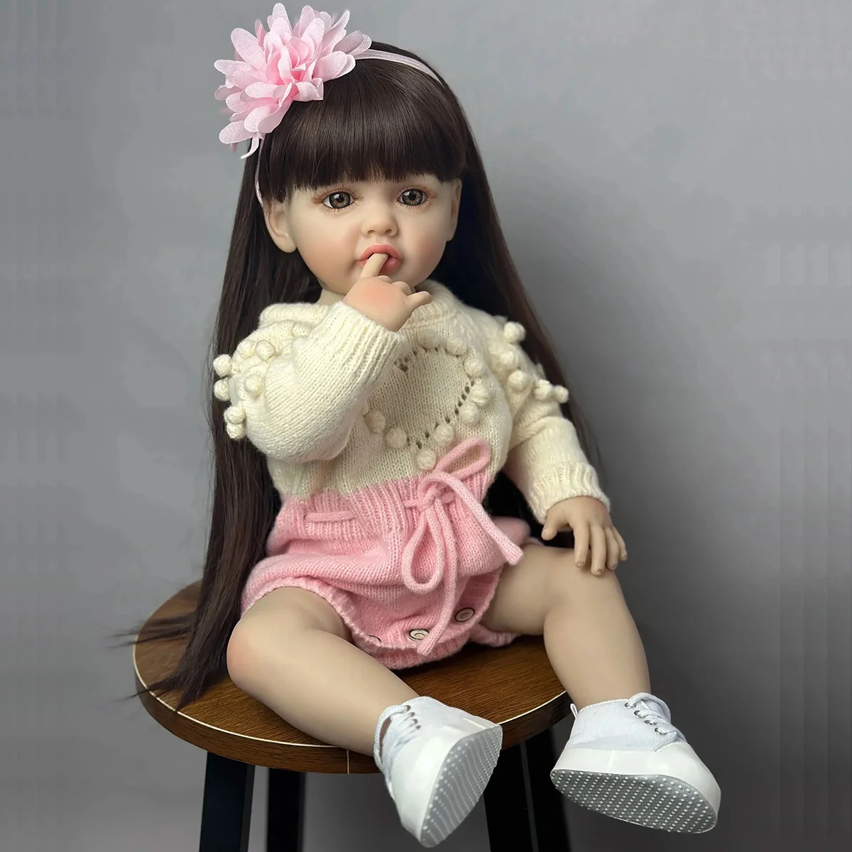 BZDOLL 22 Zoll lebensechte, weiche Vinyl-Puppe mit vollem Körper, 55 cm Reborn-Babypuppe, Badespielzeug, Prinzessin, Kleinkind, Kunstpuppe, Neugeborenes, lebensecht, Geburtstags- und