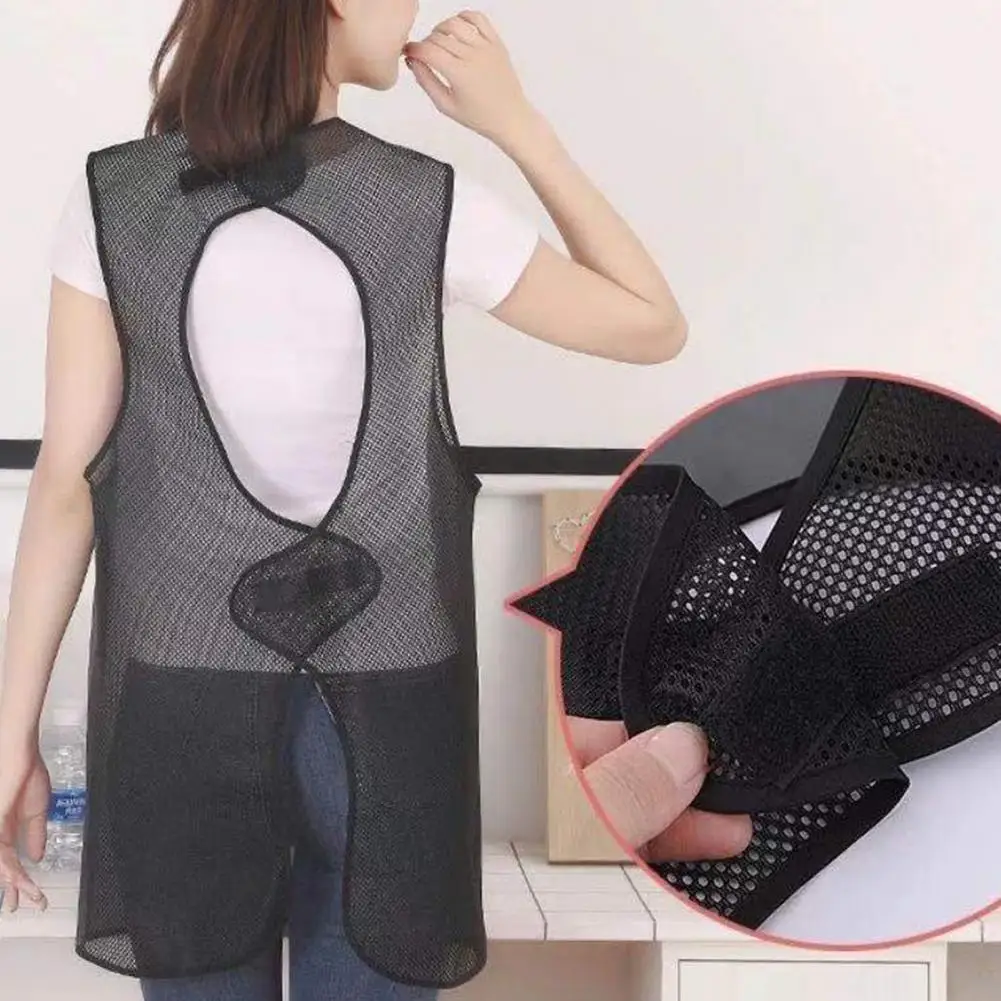 80/100cm Apron Single/Dual Layer With Fastener Tape Fixation Back Mesh Design Waterproof Oilproof Breathable Sleeveless Apron