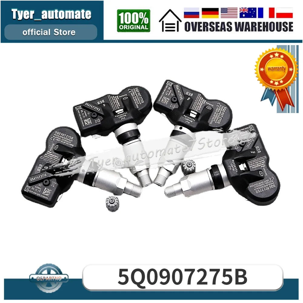 4 piezas 5Q 0907275 B Sensor de presión de neumáticos sistema de monitoreo TPMS para Audi RS3 Bentley Bentayga Porche Volkswagen Beetle Golf Eos