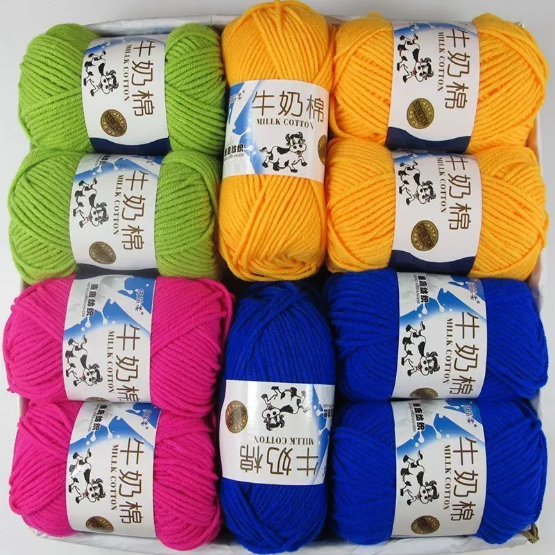 

10PCS Mix Color Thick Knitting Yarn 5 strands Hand Milk Cotton Yarn Blended Worsted Knitted DIY Crochet Yarn