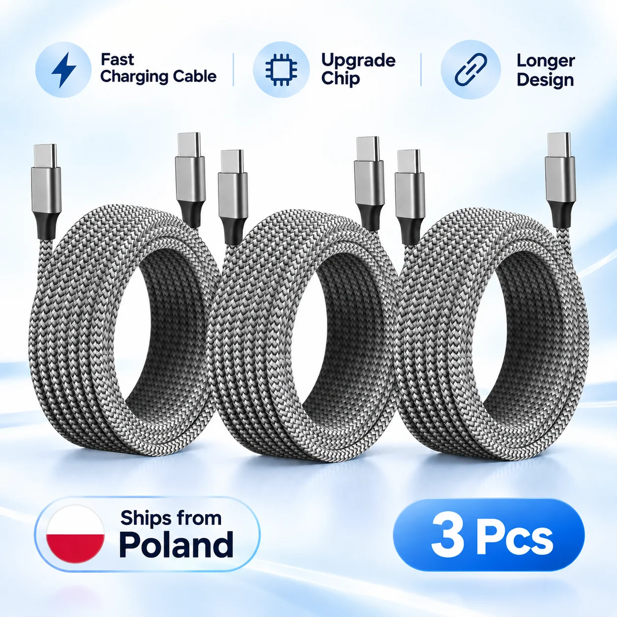 3er-Pack USB-C-auf-USB-C 60W Ladekabel, schnelles PD-Datenkabel für iPhone 17/16 Serie, Huawei, Xiaomi, Samsung, Laptop