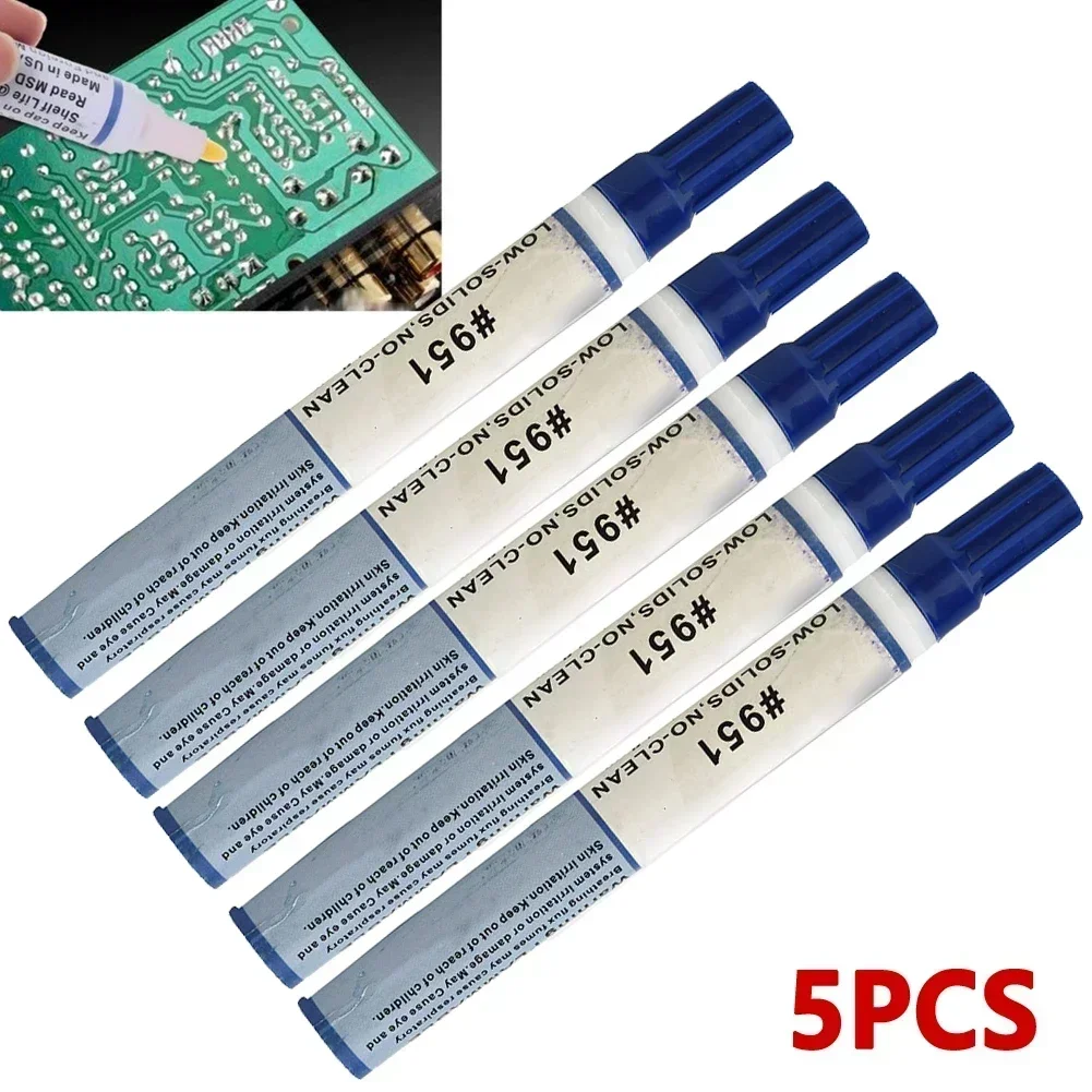 

5pcs 10ml 951 Soldering Flux Pen Low-Solid Cleaning-Free Welding Pen For PCB Board Welding Electronic Maintenance Industry