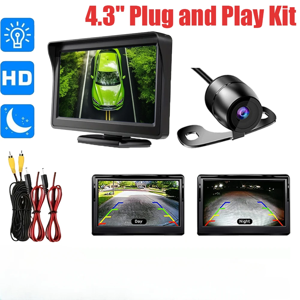 

Car Rear View Backup Camera Cars HD Night Vision 4.3" LCD Monitor Back Up