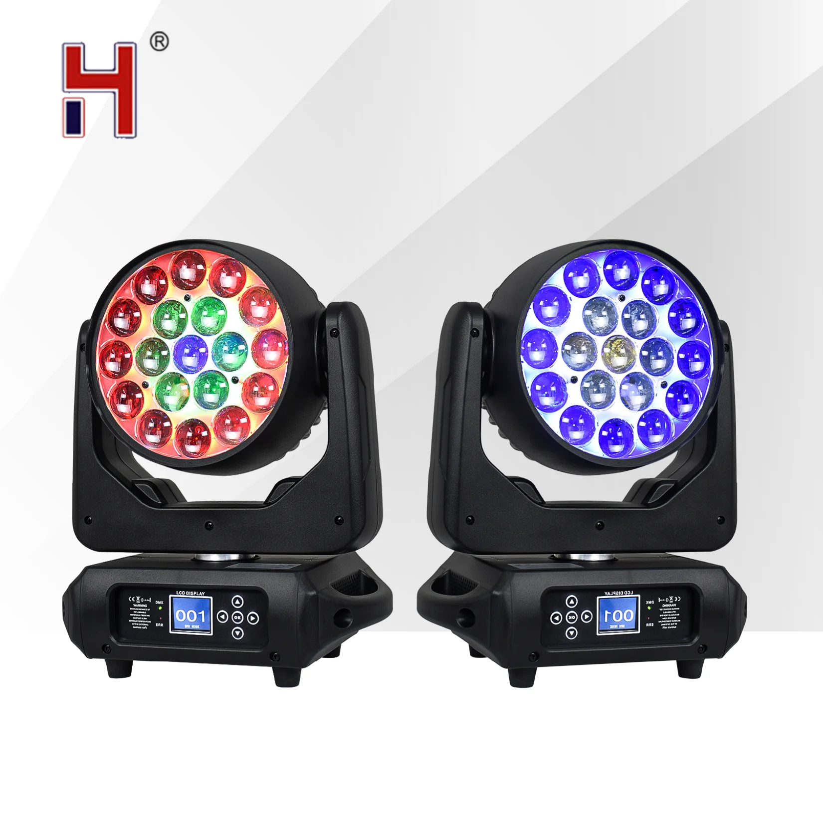 

HongYi 19x15W Zoom Wash Light 4IN1 Ring Effect 2800-8500K 24CH DMX Powercon Daisy Chain For TV Studio Broadcast DJ Light