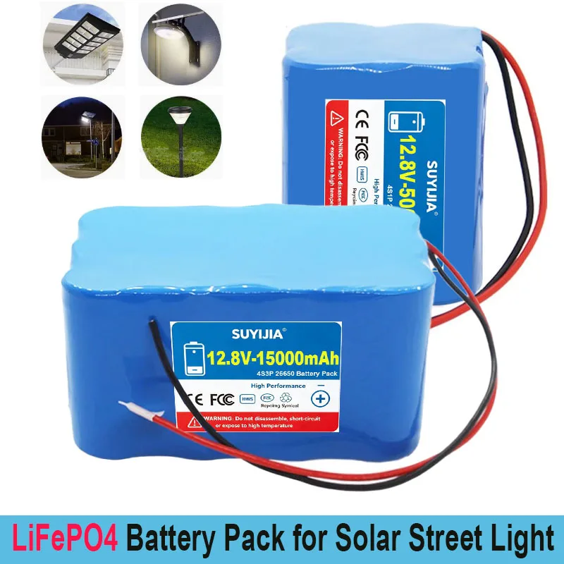 26650 Lifepo4 4s Battery Pack 12.8V 5000mAh-25Ah 12v with PCB for Cctv Camera Pro Power Tools LED Amplifier Router Heating