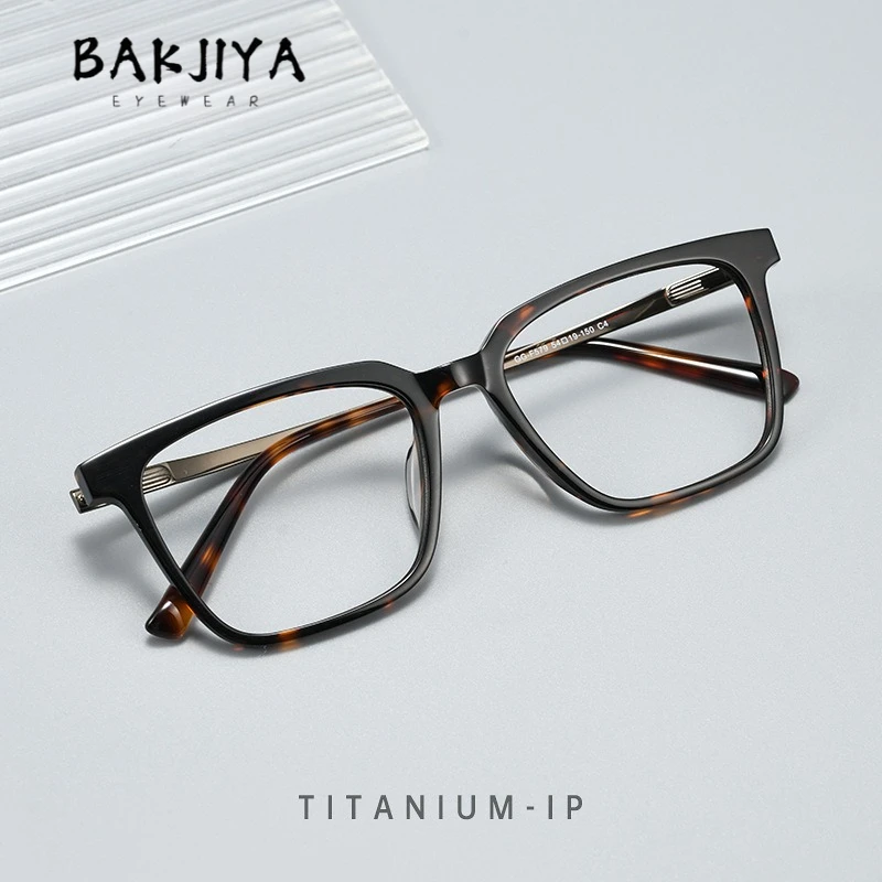 

New Trend Men Large Eyeglasses Frames One-Piece Nose Pads Acetate Titanium Designer Men Women Optical Prescription Glasses Frame