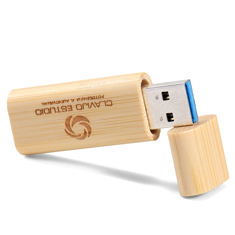 1PCS Free Custom Logo USB 3.0 Flash Drive Key Chain Pen Drive 64GB Wooden Bamboo Pendrive High Speed Memory Stick Creative Gift