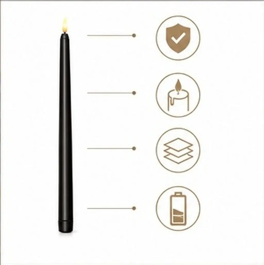 10Pcs LED Taper Candles 28Cm Realistic Flameless Long Burn Battery Operated Lights for Home Wedding Christmas Decoration