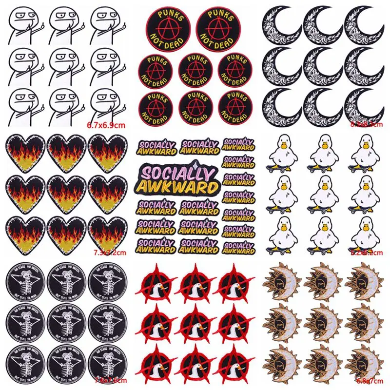 10PCS Wholesale Embroidery Patch Iron On Patches For Clothing Thermoadhesive Patches On Clothes Punk Sewing Patch Sun Badges DIY