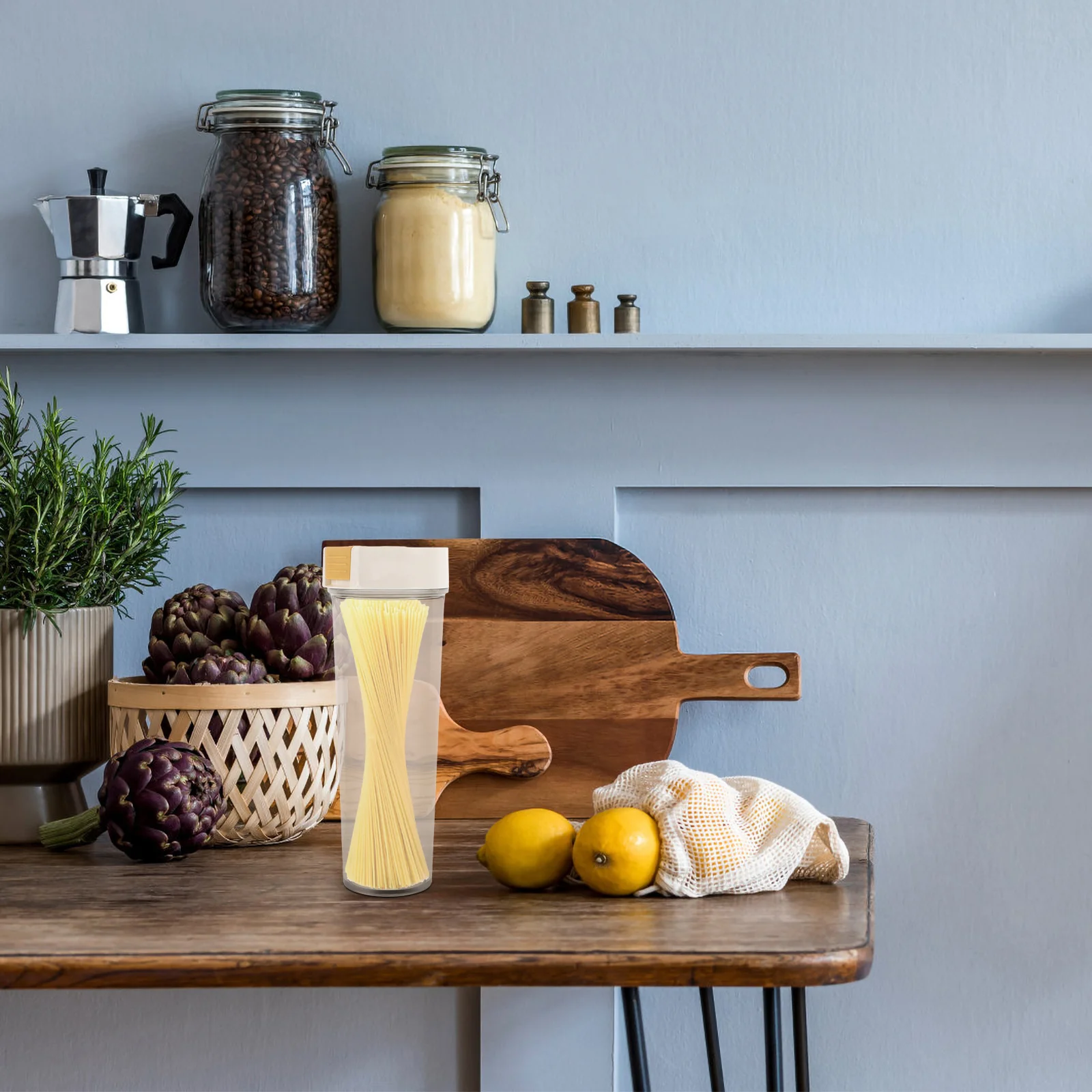 

Spaghetti Holder Noodle Storage Container Airtight Pasta Organizer Pantry Dry Food Jar Transparent Stackable Sealed Box