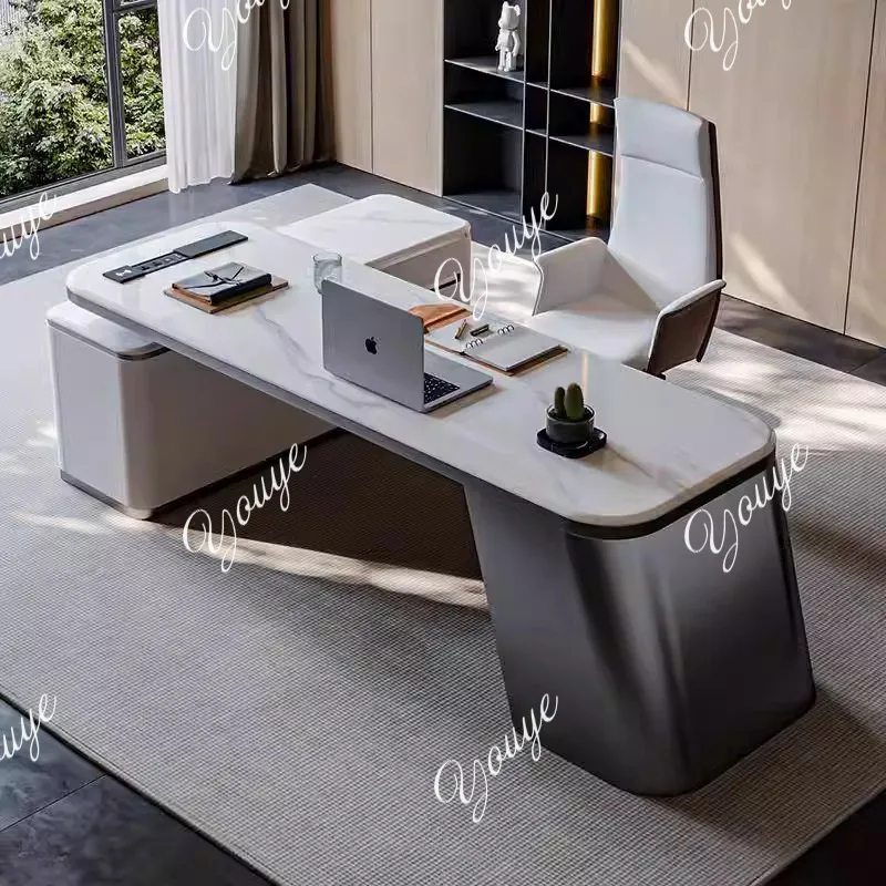 

Italian light luxury rock slab modern simple living room study home designer high-end desk