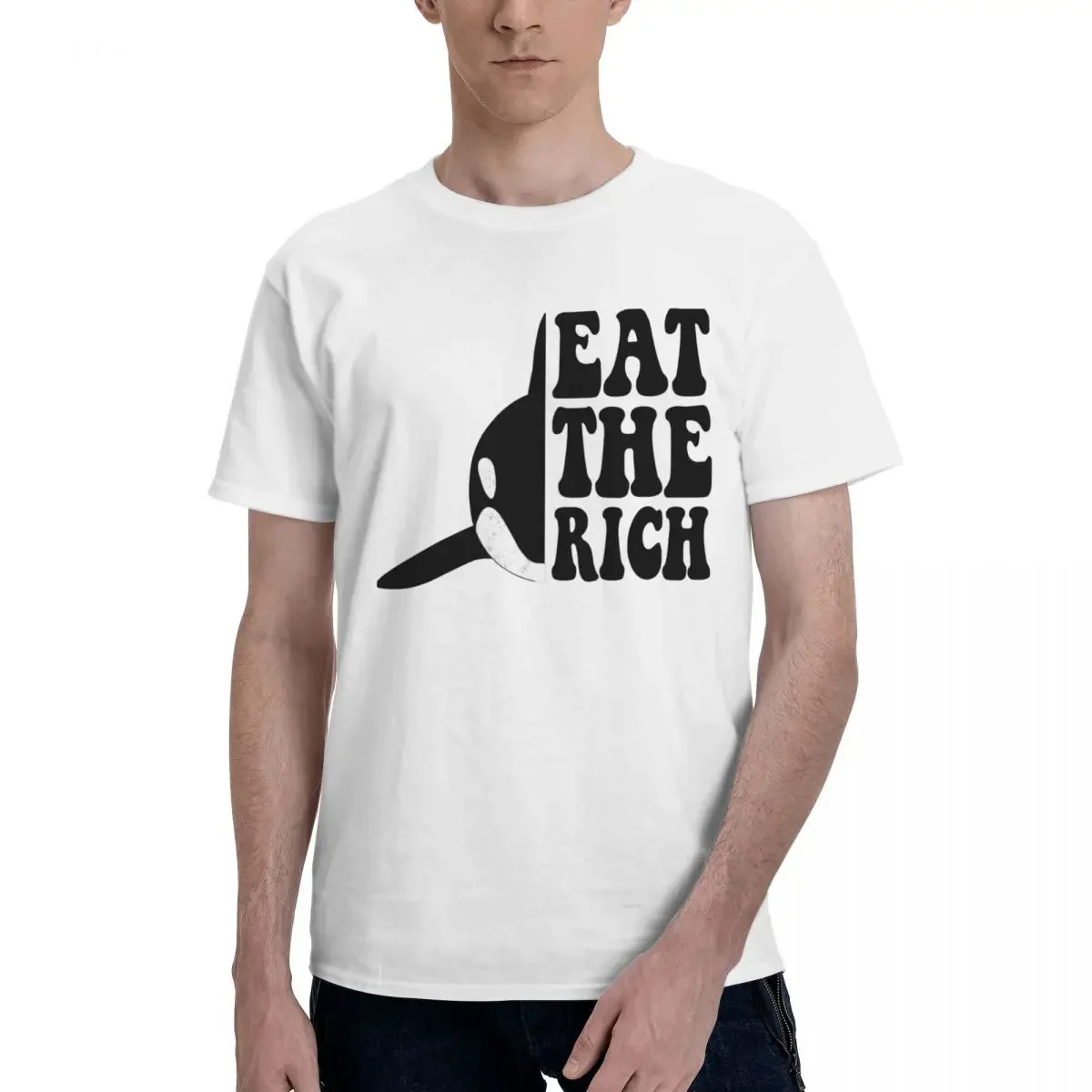 Eat The Rich Orca Fun Meme T Shirt O-neck Pops T-Shirts For Men Women Graphic Y2K Clothes