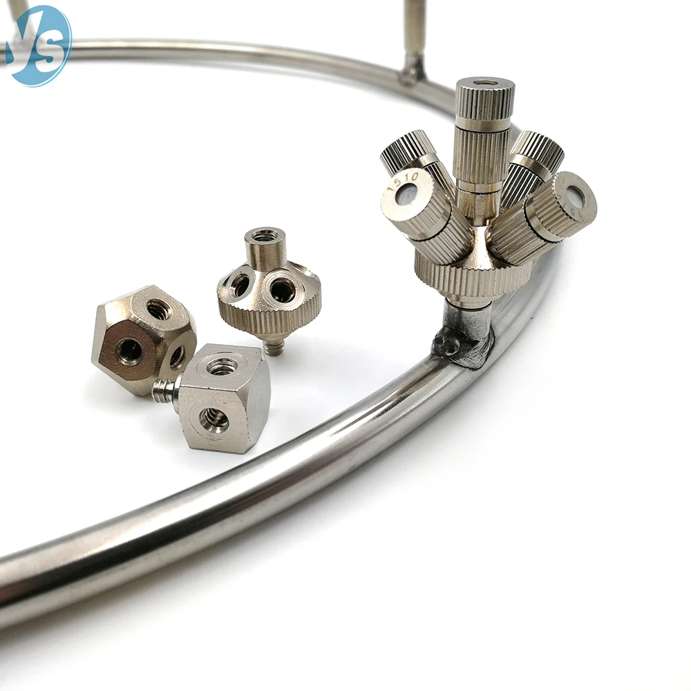 High Pressure Fog Nozzle Misting Ring 3/16 Inch Multi‑Head Atomizing Misting Ring For Outdoor Cooling Humidifier Equipment