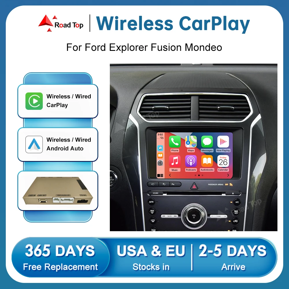 

Road Top Wireless CarPlay for Ford Explorer Fusion Mondeo Sync 2 System with Android Auto Mirror Link AirPlay Car Play Functions