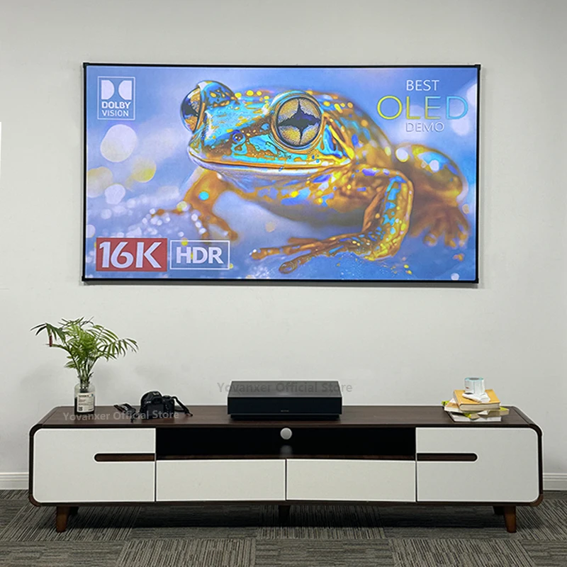 ALR T-призма, отклоняющий окружающий свет, 130-дюймовый высококачественный рамный экран UST для проектора с ультракороткофокусом 8K 3D