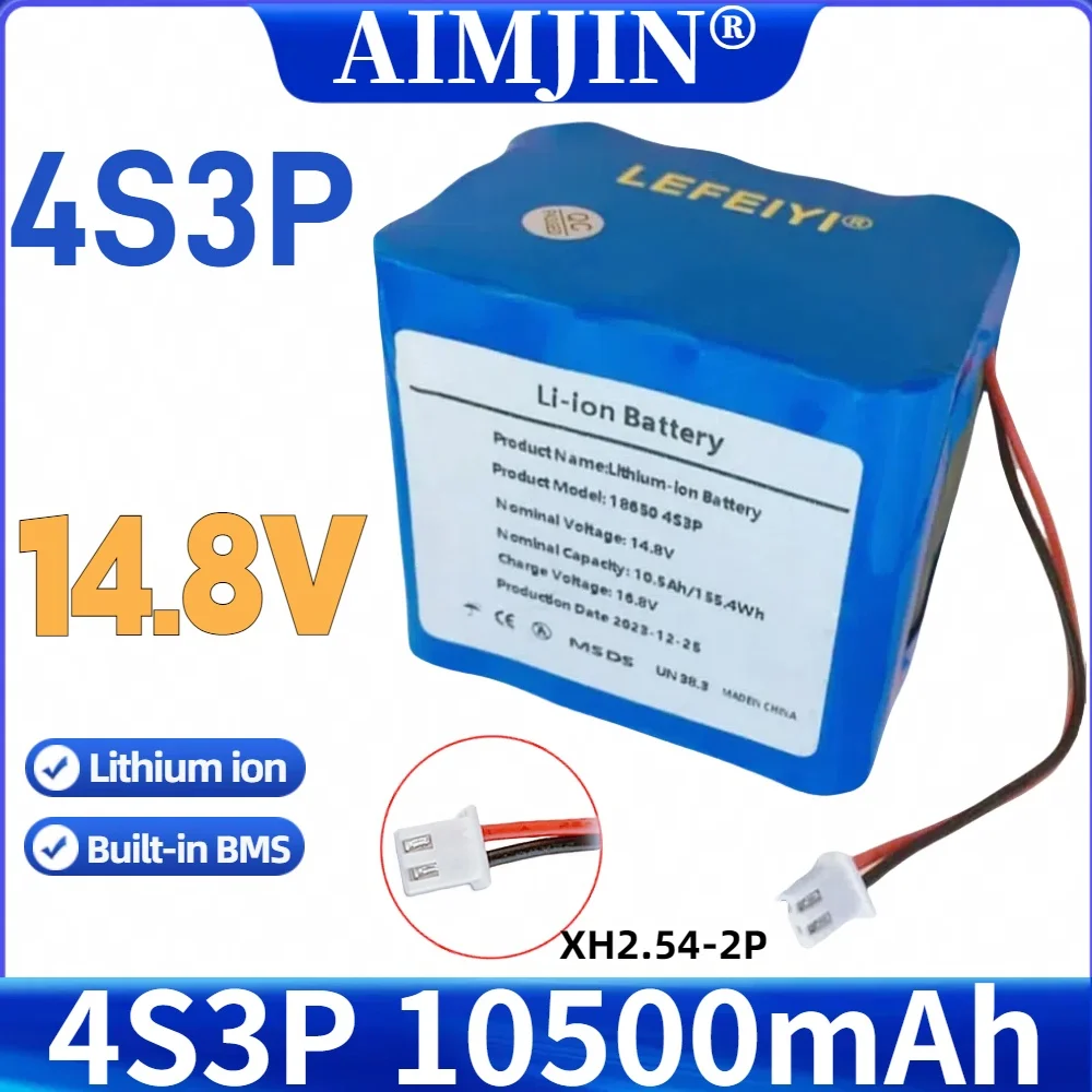 

14.8V 18650 lithium Battery Pack 10500mAh 4S3P Built-in 40A Balanced BMS for Outdoor power supply for solar powered stalls