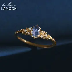 LAMOON Natural Gemstone Ring For Women Labradorite Cordierite 925 Sterling Silver Blue Stone Ring Gold Plated Fine Jewelry Bijou