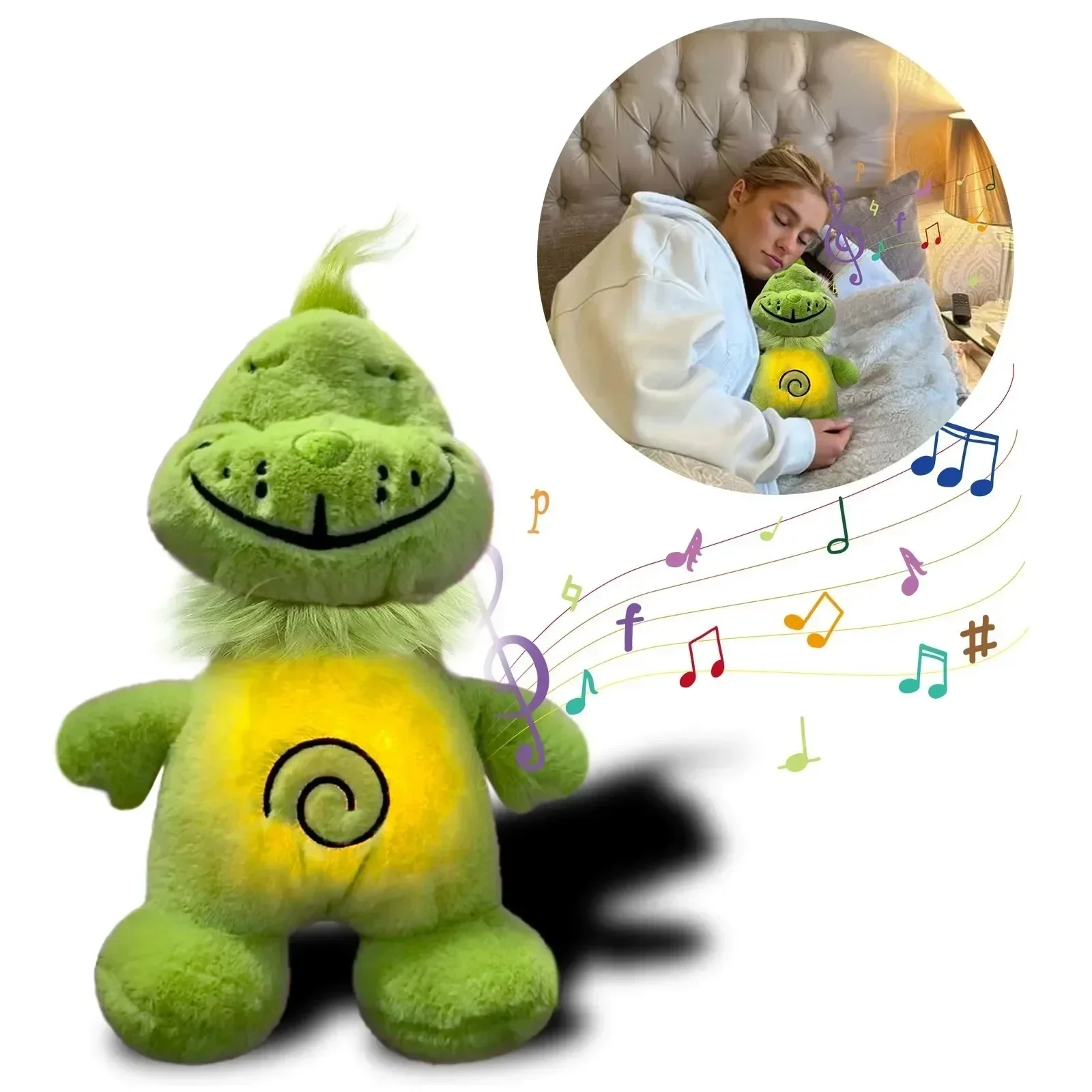 

Stuffed reen Shaggy Anime Plush Toy Breathing Companion Doll @ Glowing Belly Stuffed Animal Peripheral Holiday Gift for Kids
