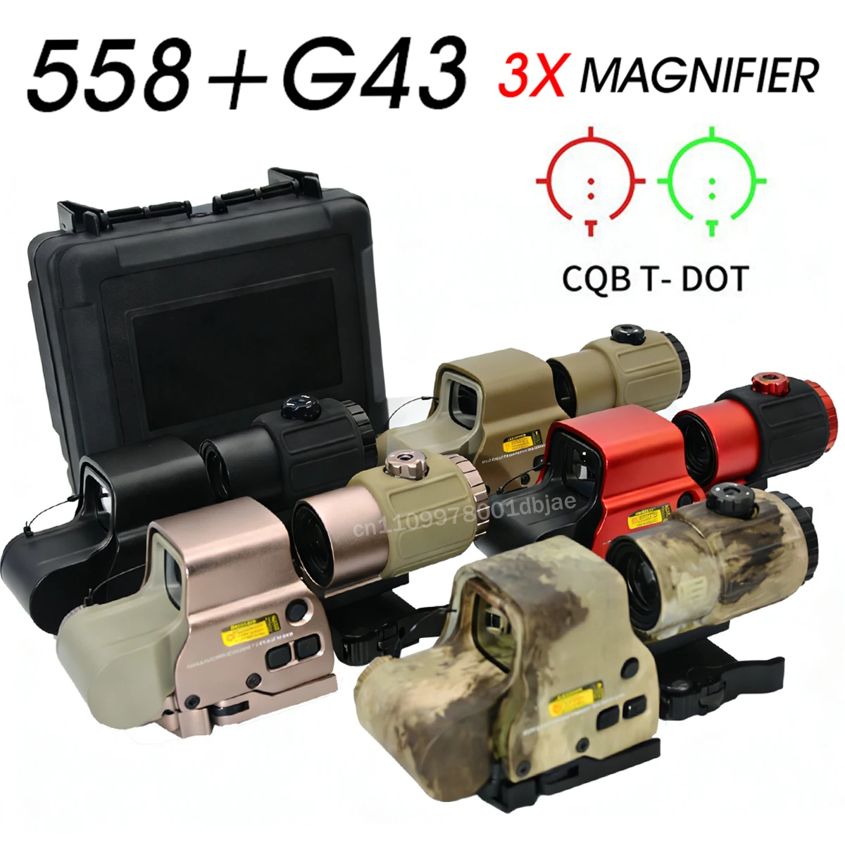 

Голографический коллиматор EXPS3 558+G43 с красной и зеленой точкой, 3-кратным увеличителем, профессиональная версия для охоты, крепление на планку 20 мм