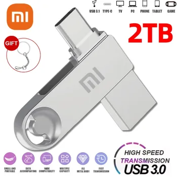 샤오미 U 디스크 플래시 드라이브, USB 3.1, C타입 인터페이스, 휴대폰 컴퓨터 상호 변속기, 휴대용 USB 메모리, 2TB, 1TB, 256GB 