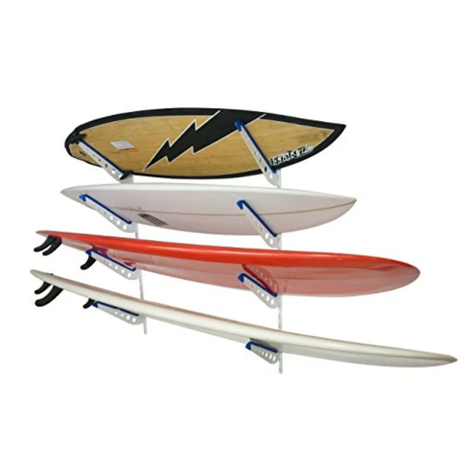 

Metal Surfboard Storage Rack for Home Wall Mount, Adjustable 4-Surf Design, Black Finish, Space-Saving Heavy-Duty Steel Constru
