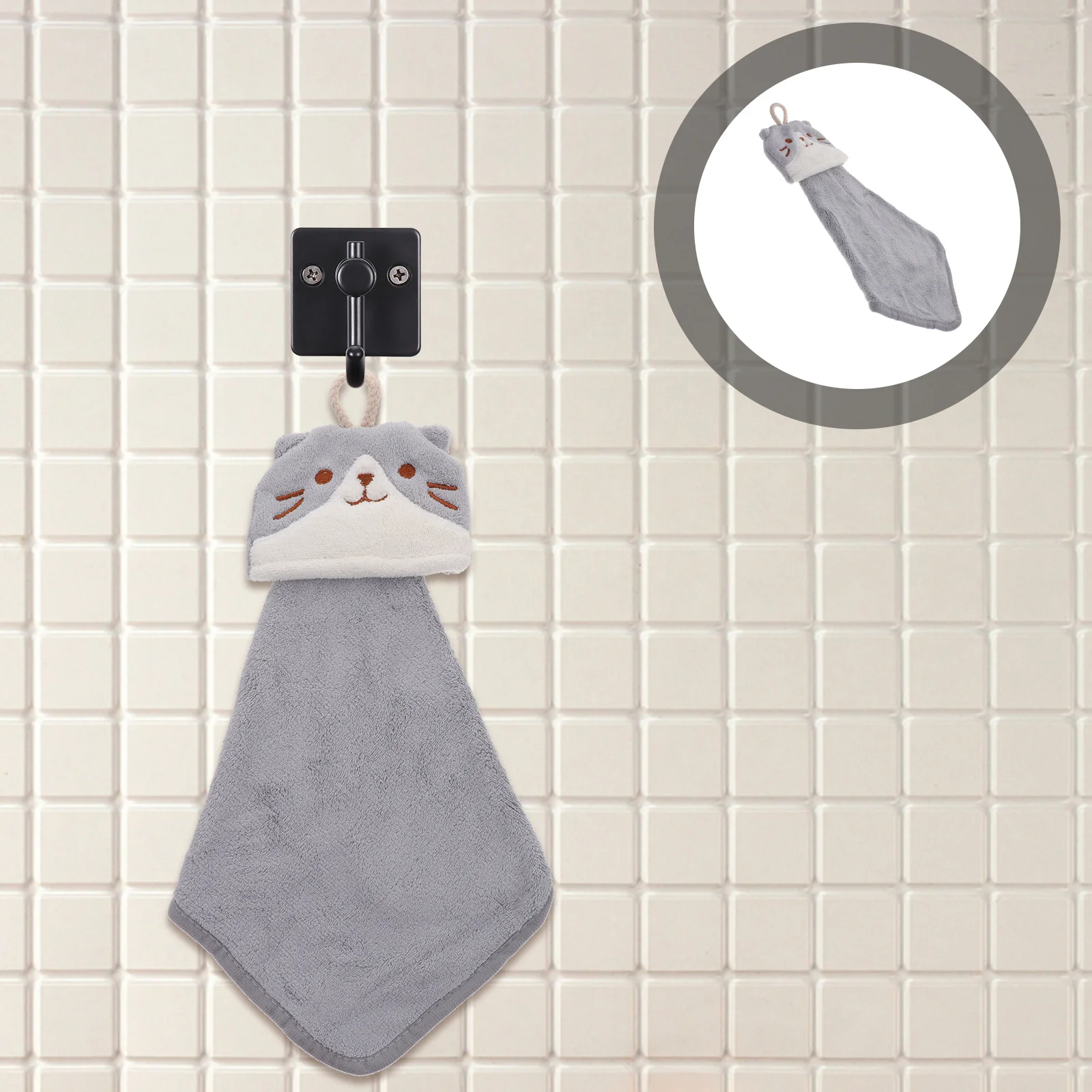 

Bathroom Hand Coral Fleece Kitchen Bathroom Towel Hanging Loop Absorbent Drying Towel For Home Decor