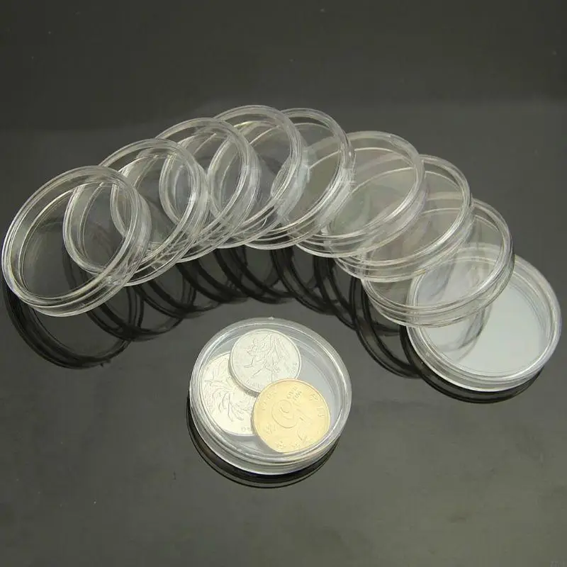 77JB مربع تخزين COIN Round COIN مجموعة من 10 حاوية قابلة للتحصيل الثمينة لـ CAS