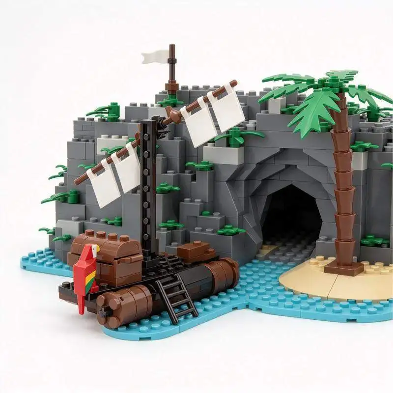5273PCS Pirate Harbor Gate Fortress Trading Post Bridge Scene Model Custom Creative Building Blocks DIY Assembly Toy Collection