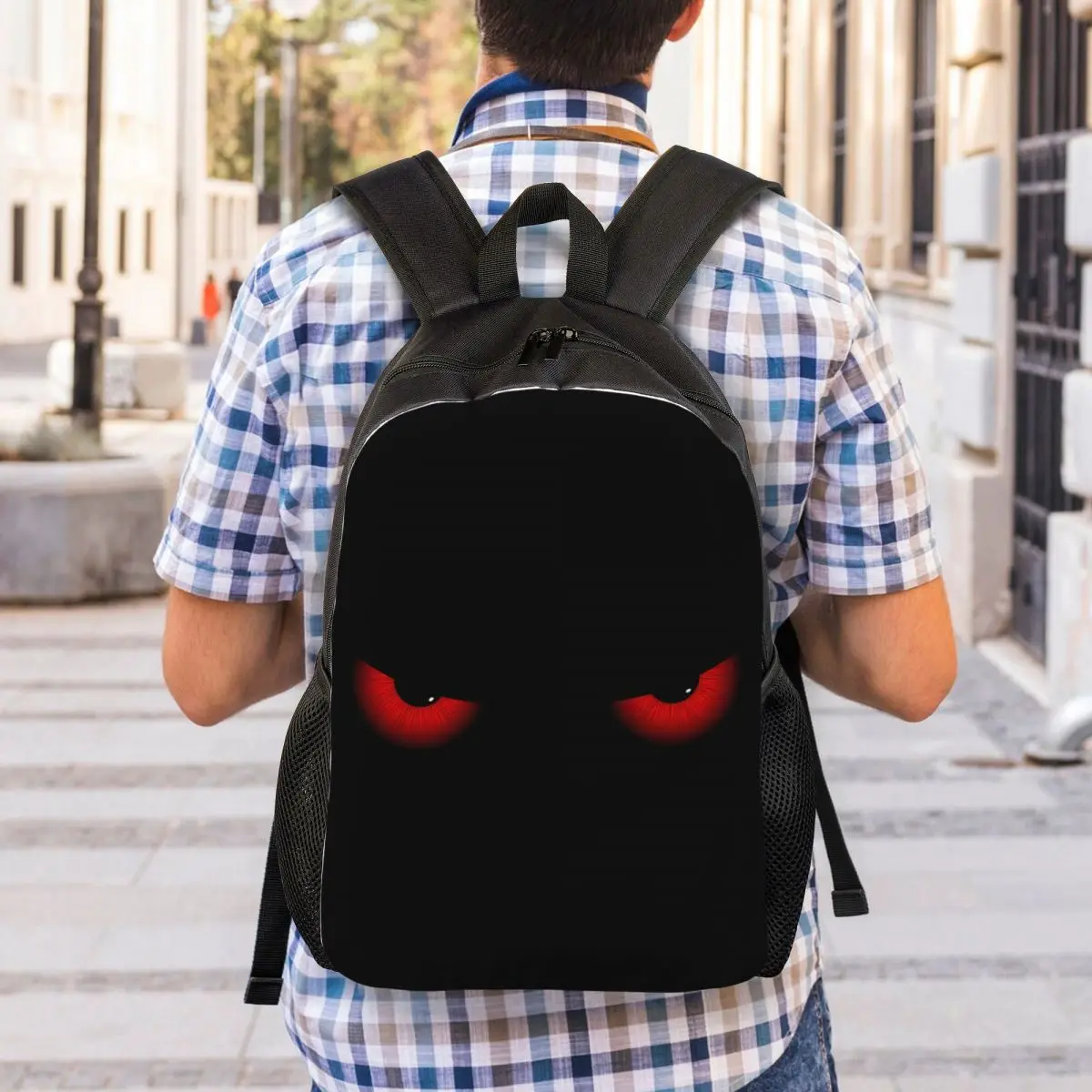 Custom Spooky Eyes  Halloween Party Hollow Backpacks for Men Women School College Students Bookbag Fits 15 Inch Laptop Bags