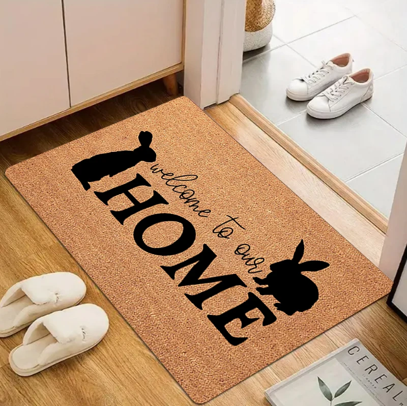 Rabbit Bunny Door Mat Carpet Mat Rug Home Decoration Entrance Hallway Floor Decor Cute Animal Style Non Slip Rugs Kitchen Rug