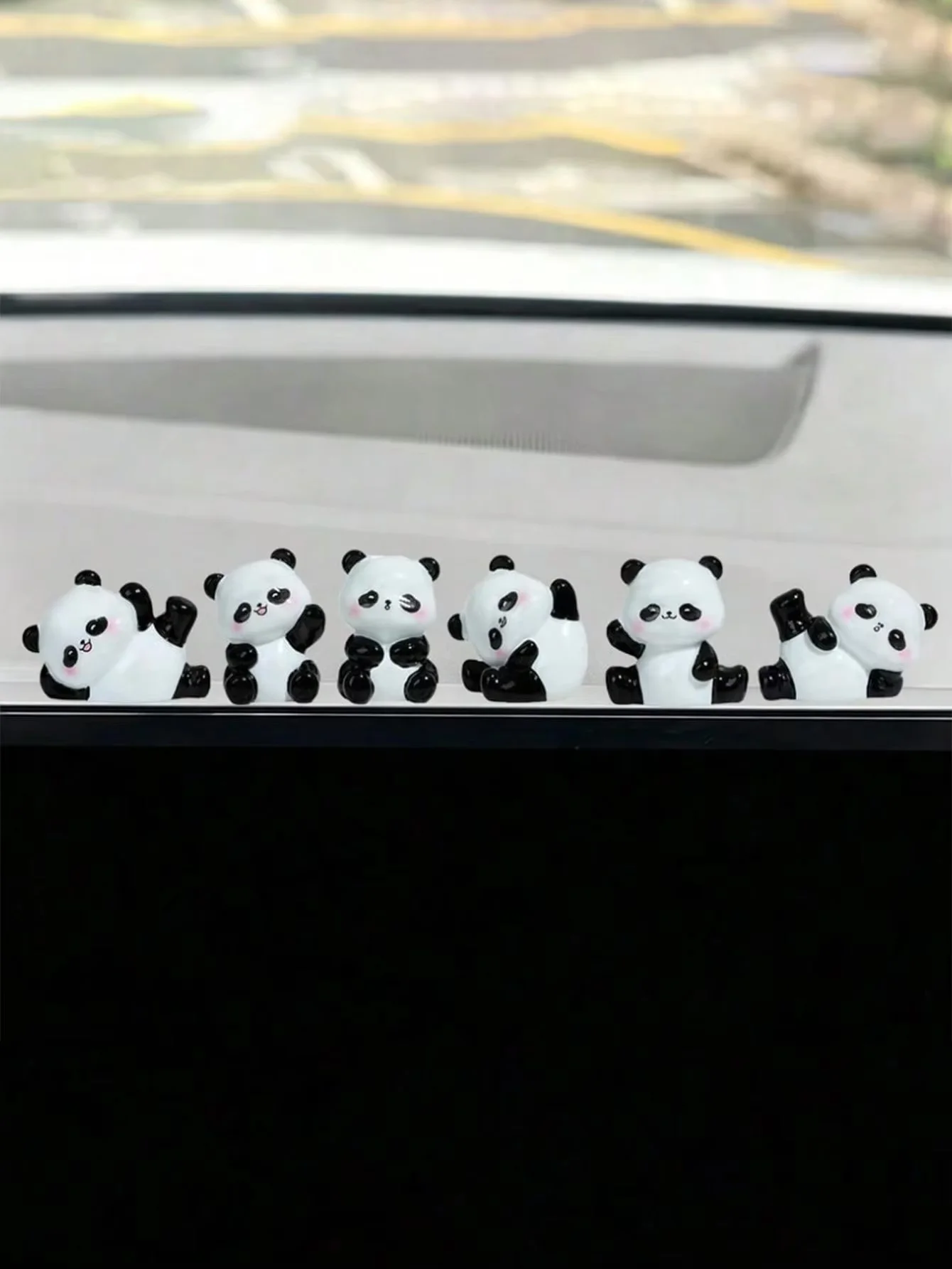 4 Pcs Mini Soft Expression Panda Figurines Set Cute Tiny Panda Statues for DIY Micro Landscape Dollhouse Small Panda Statue