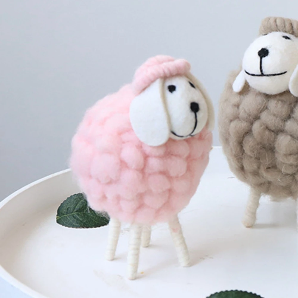 Cute Toys Wool Felt Sheep Party Supplies Miniatures Kid Gift Home Furnishings Mini Table Ornament Figurines Desktop Decor