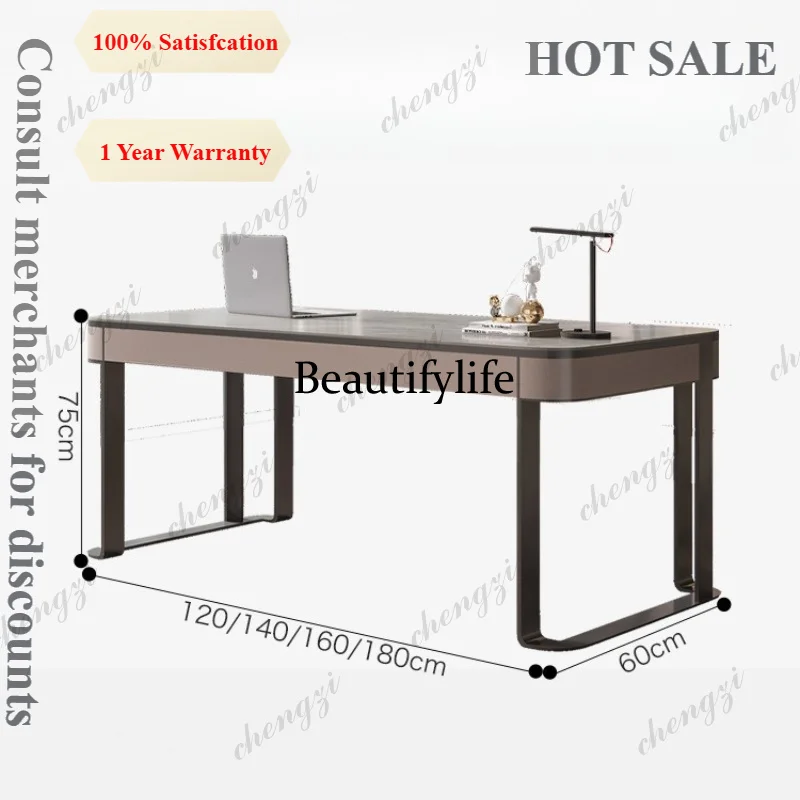 B573 Designer Writing Office Desks Italian Minimalist Rock Plate Simple Home Office Desks Modern Light Luxury Furniture Bureau