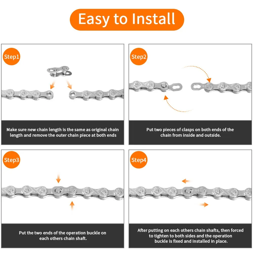 Bicycle Chain X8 X9 X10 Road MTB Bike 6 7 8 9 10 Speed 116 126L Chain with Quick-Link Compatible for Shimano Accessories