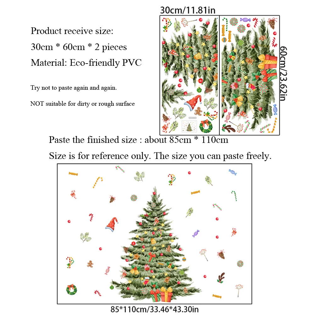 Christmas Tree Gift Wall Sticker Festival Living Room Background Decor Wallpaper New Year Home Decoration Self-adhesive Decals